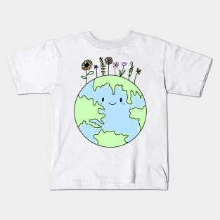 Kawaii Cute Earth Globe Kids T-Shirt